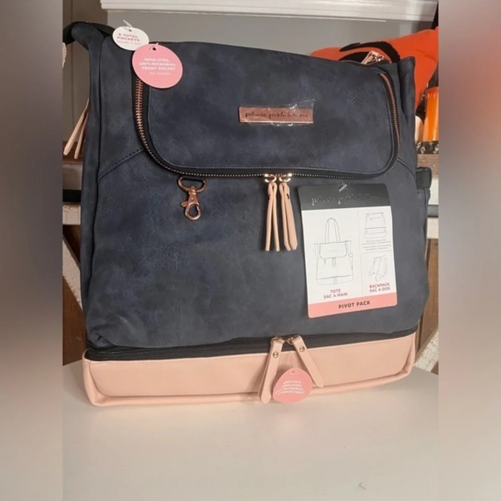 Petunia Pickle Bottom Pivot Pack Diaper Bag Navy & Blush Convertible Backpack NW